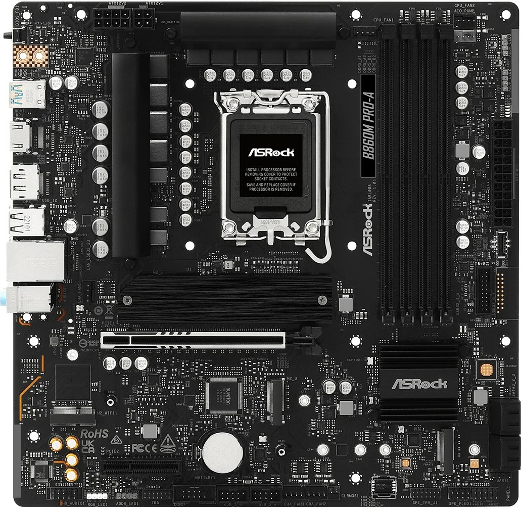 Pllakë amë ASRock B860M Pro-A, micro ATX, Intel, 4 slote RAM, e zezë