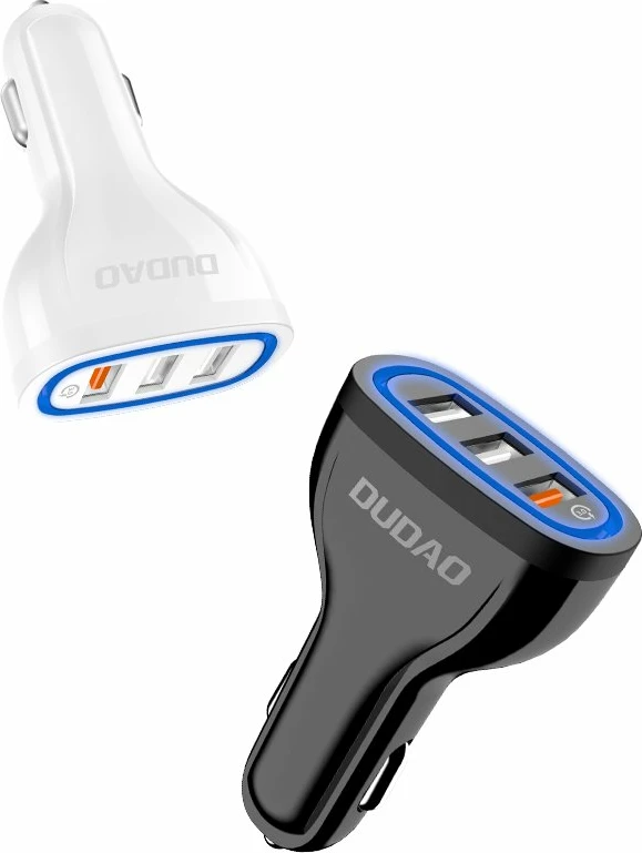 Karikues veture Dudao R7S, 3x USB, Quick Charge 3.0, 18W, Bardhë