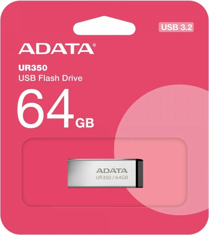 Pendrive Adata UR350, 64GB, USB 3.2 Gen1, Metal, e zezë