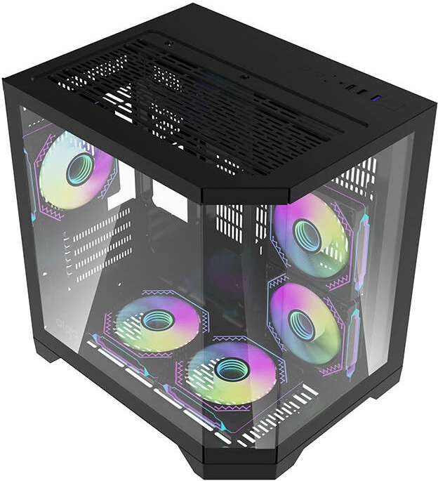 Kasë Darkflash FT350 me 5 ventilatorë ARGB, Mini Tower, e zezë