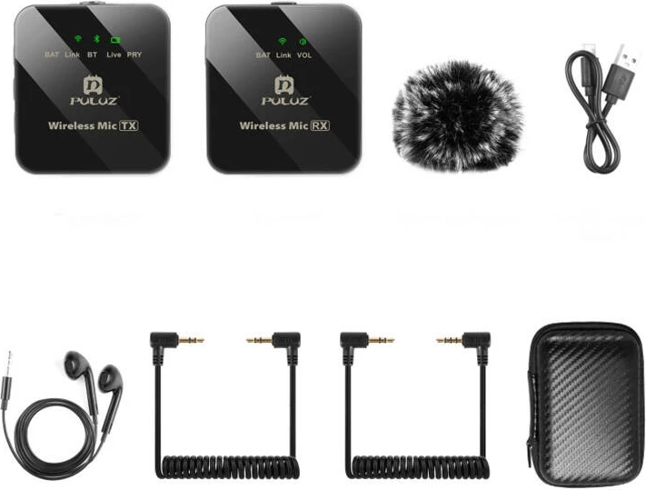 Mikrofon lavalier wireless Puluz PU3153B, 1 TX + 1 RX, i zi