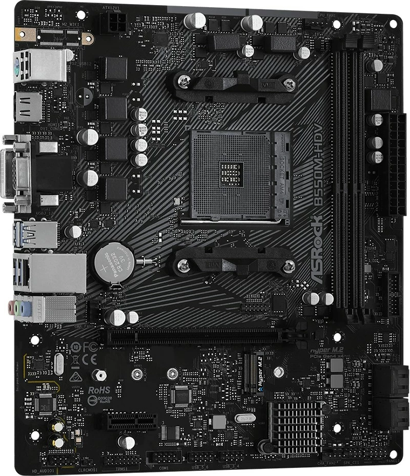 Pllakë amë ASRock B550M-HDV, AMD, Socket AM4, DDR4-SDRAM, 64 GB, DIMM