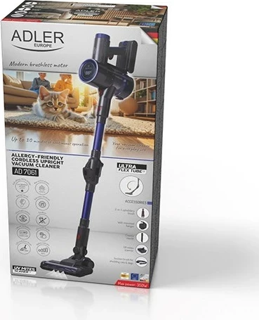 Fshesë elektrike pa kabllo Adler AD 7061, miqësore për alergji, Blu