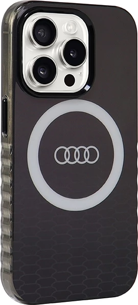 Mbështjellës Audi IML Big Logo MagSafe për iPhone 15 Pro, i zi