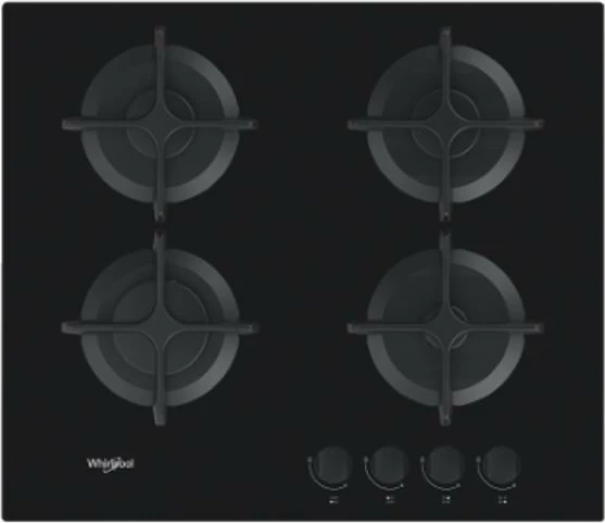 Soba me gaz Whirlpool AKT616NB, 4 djegës, xham, e zezë