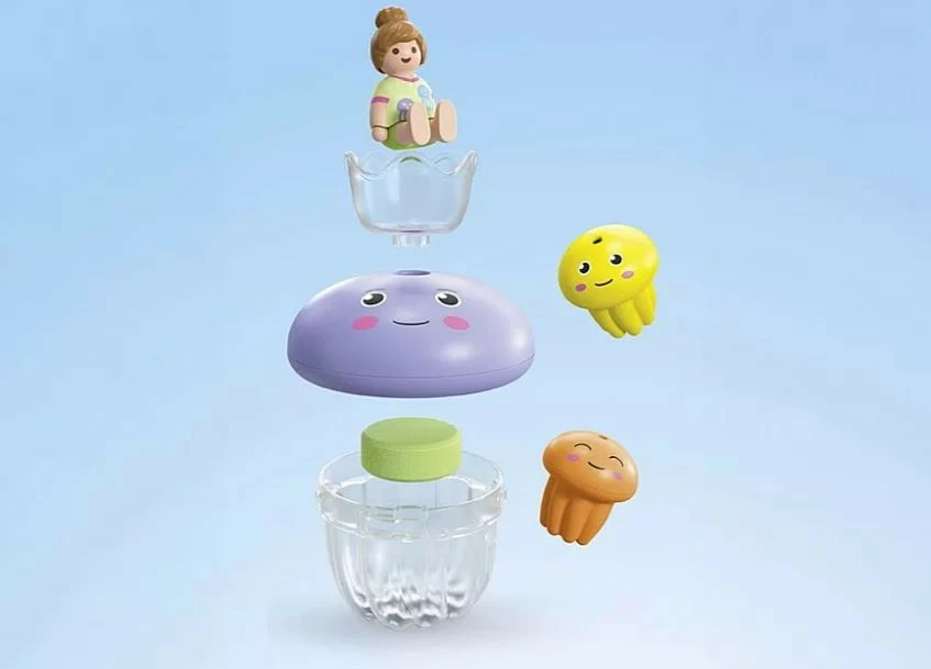 Set lodrash uji Playmobil Junior Aqua 71439, familja e meduzave shumëngjyrëshe, 9 pjesë