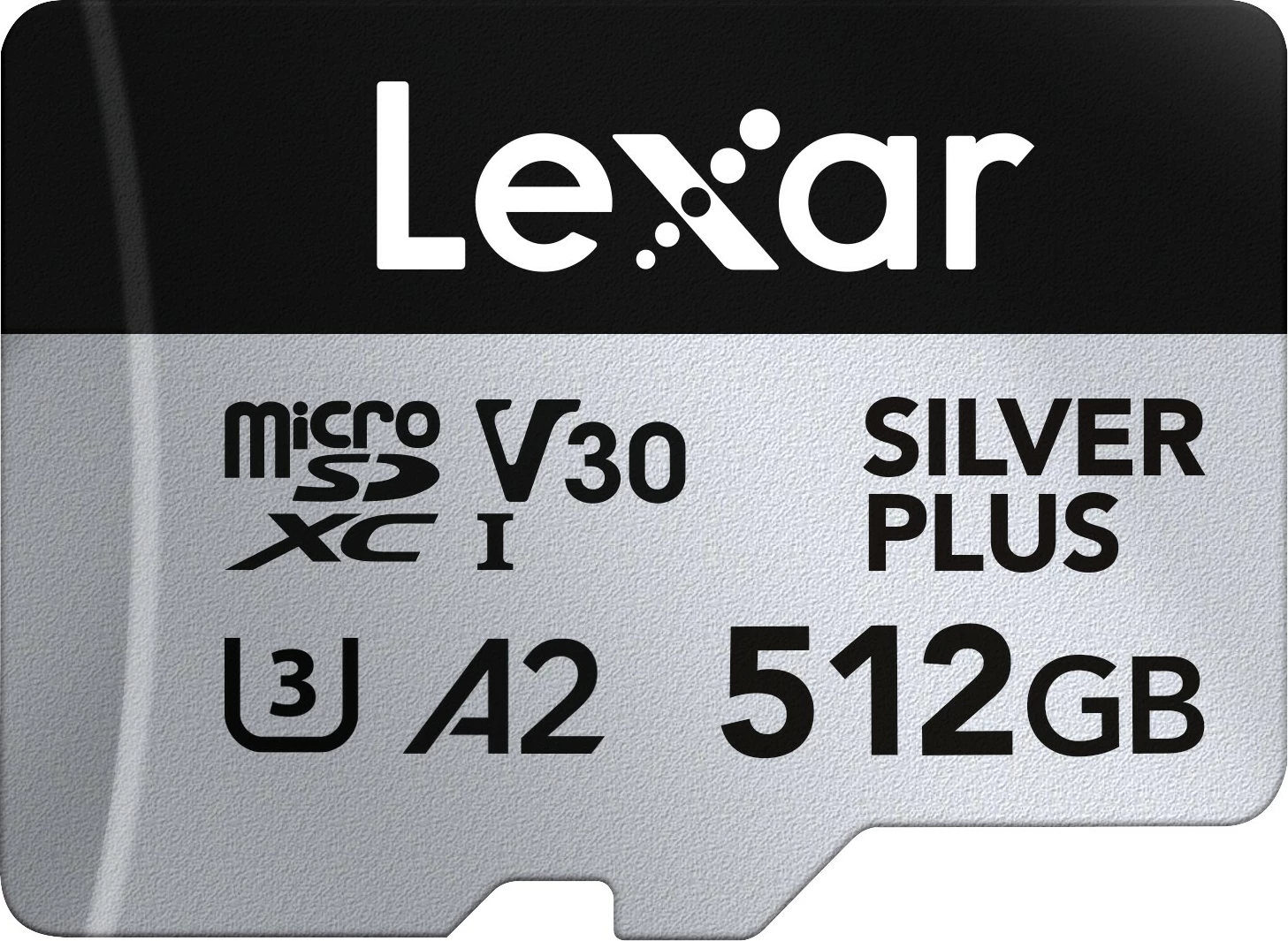 Kartë memorjeje microSD Lexar LMSSIPL512G-BNANG 512GB C10 A2 U3 V30 205/150MB/s Silver Plus, argjendtë, me adapter SD