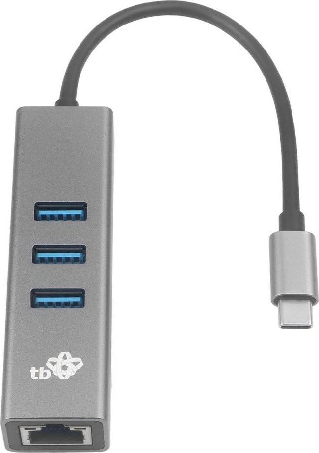 Adapter TB AKTBXKACRJ453UG USB C në RJ45 + 3xUSB A, 1000 Mb/s, Gri