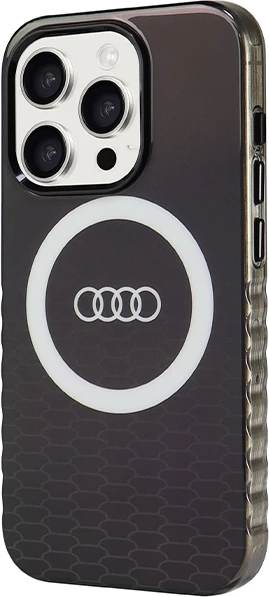 Mbështjellës Audi IML Big Logo MagSafe për iPhone 15 Pro, i zi