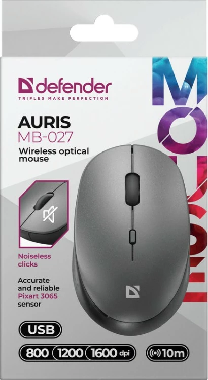 Maus pa tela Defender Auris MB-027, 800/1200/1600 DPI, Gri