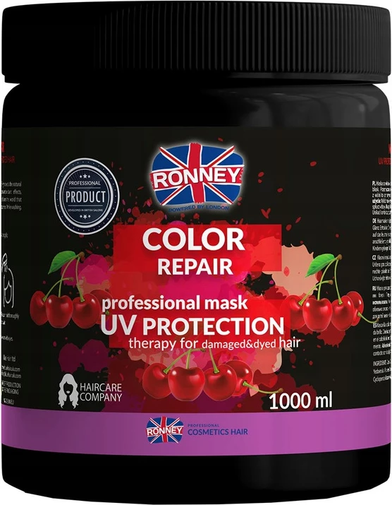 Maskë për flokë Ronney Color Repair Professional UV Protection me ekstrakt qershie për femra 1000ml