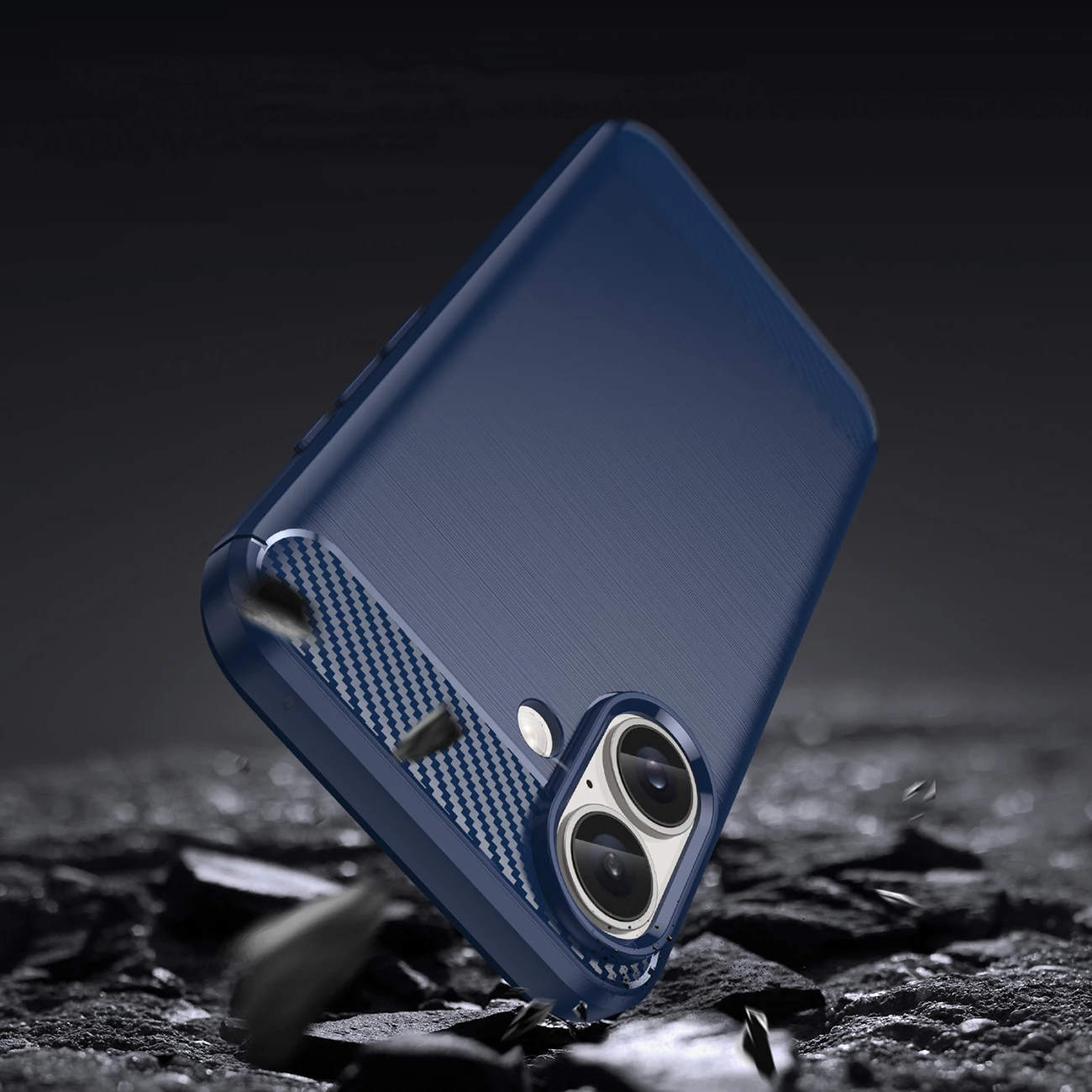 Mbështjellës Hurtel Carbon Case për iPhone 16, TPU, Blu
