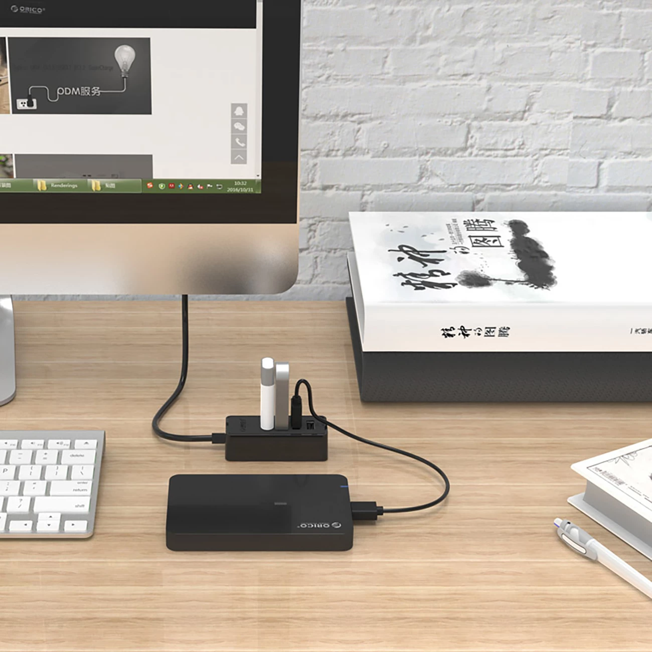 Hub Orico W5P-U2-100, 4x USB-A 2.0 + microUSB, 1m, zi