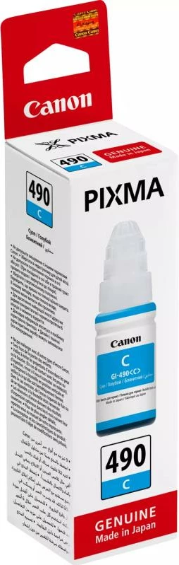 bojë rimbushëse printeri, Canon GI-490 GI490 (0664C001), 66–75 ml origjinale, cian