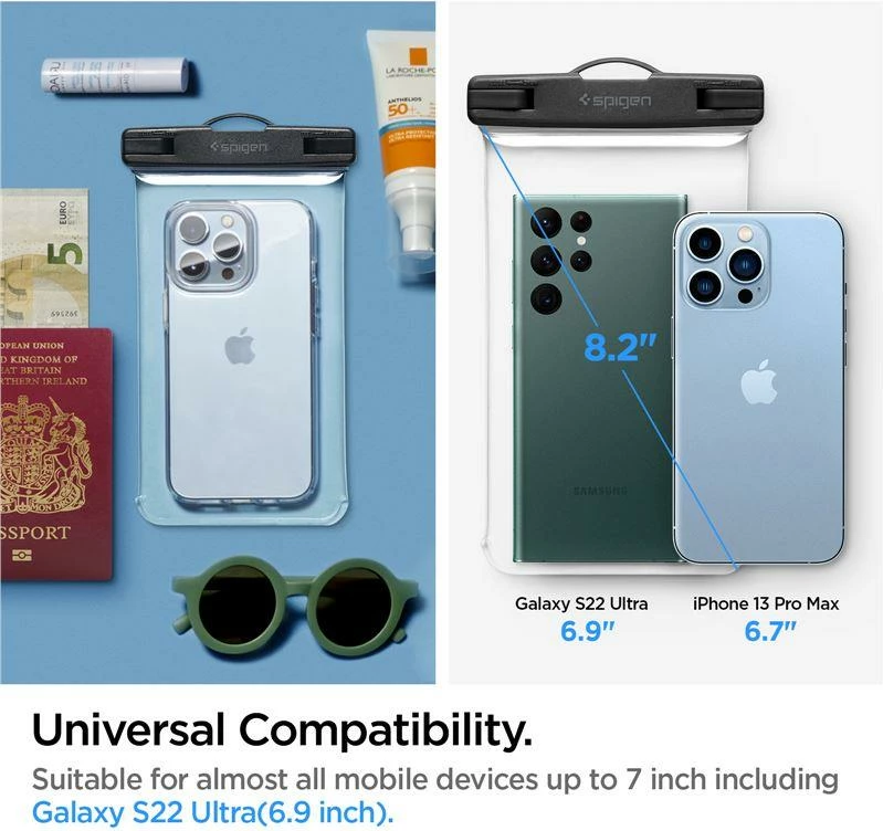 Mbështjellës Spigen Aqua Shield A601, IPX8, universal, 2 copë, transparent