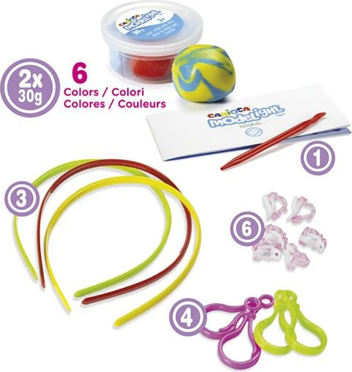 Set për krijimin e bizhuterive Carioca Modelight, Vathë dhe Shirit për Flokë, 2x30g