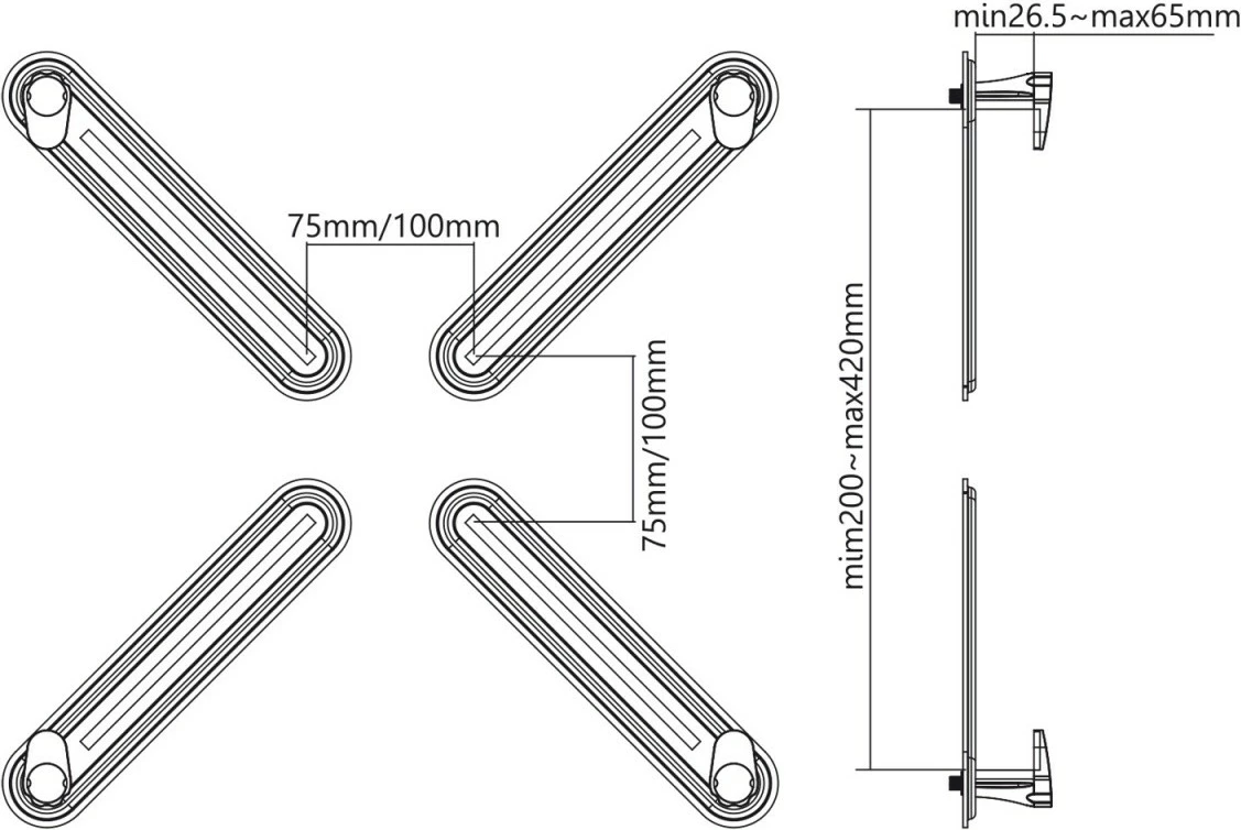 Adapter për ekran pa vrima VESA Maclean MC-899, për monitorë/TV 13-27", i zi