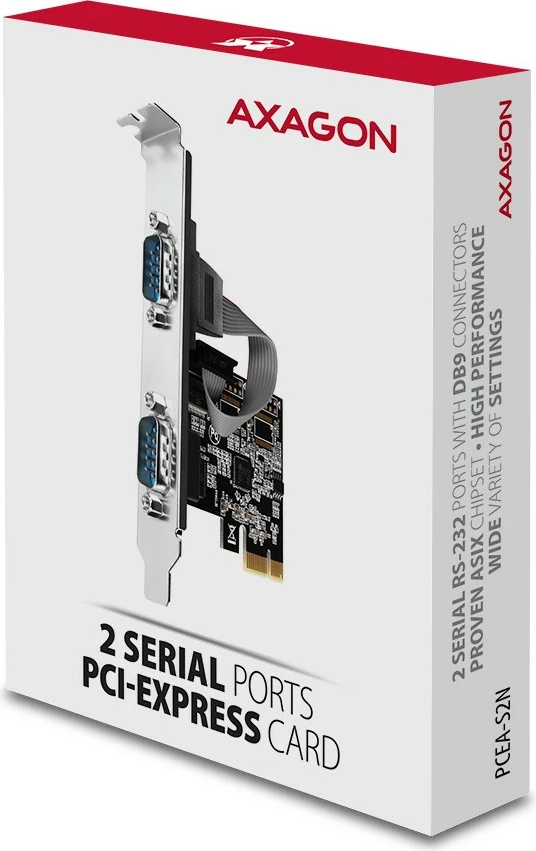 Kartë zgjerimi AXAGON PCEA-S2N, 2x RS-232 Serial Port, PCIe, set me mbështetës standard dhe low profile