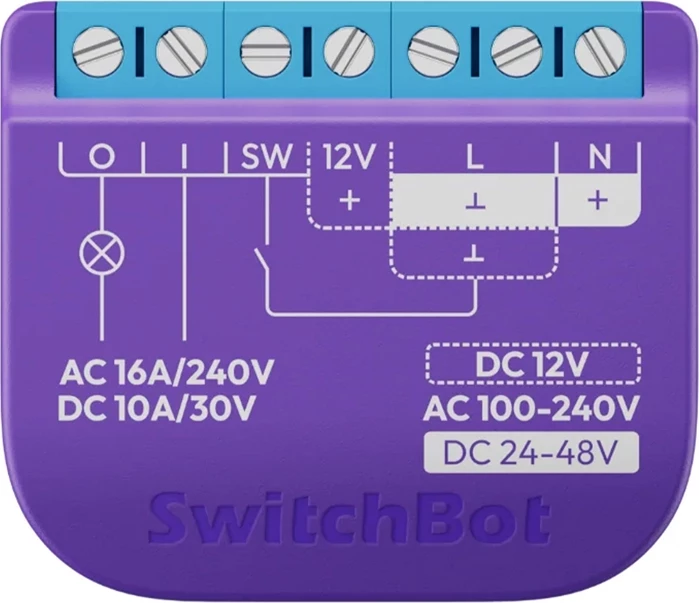 Switch inteligjent SwitchBot Relay Switch 1 W5502300 me kontakt pa tension, Wi‑Fi + Bluetooth, Matter, 16A, vjollcë