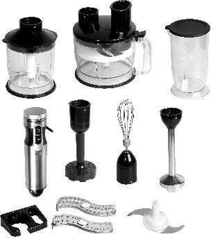 Përzires dore Lafe BZL001 me set shumëfunksional, 1000W, Inox/zi