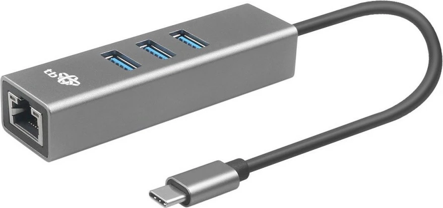Adapter TB AKTBXKACRJ453UG USB C në RJ45 + 3xUSB A, 1000 Mb/s, Gri