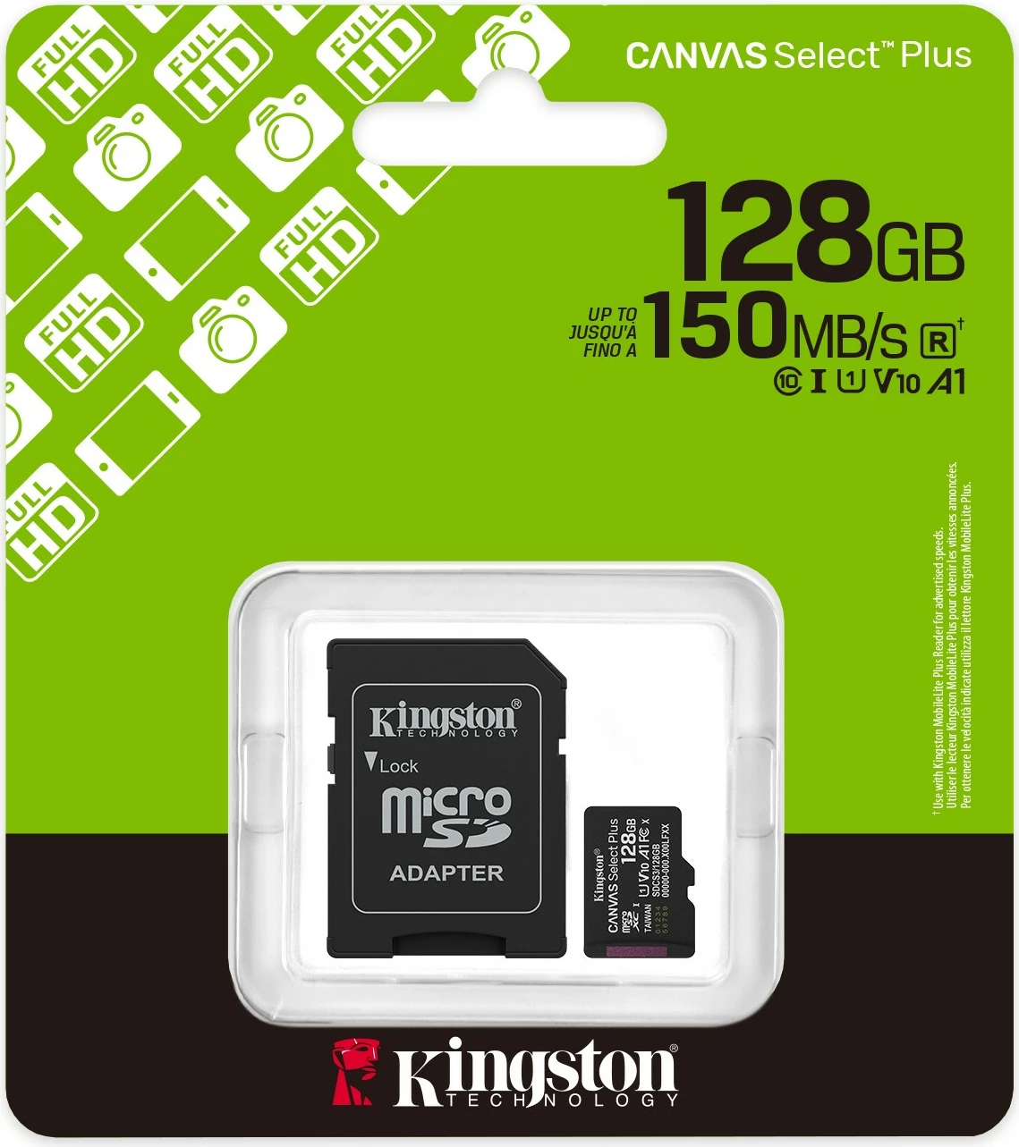 Kartelë memorie Kingston Canvas Select Plus Gen3 128GB microSDXC me adapter