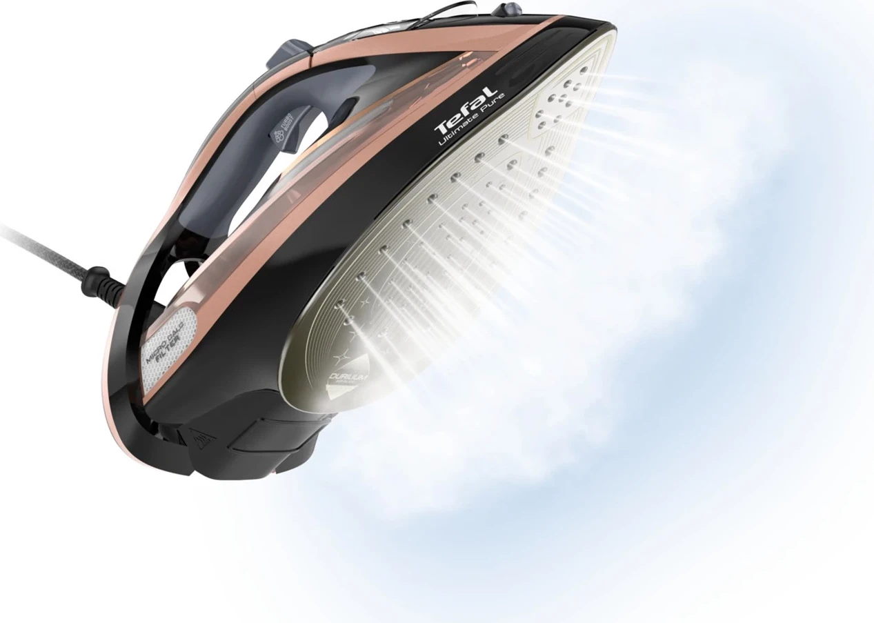 Hekur për hekurosje Tefal Ultimate Pure FV9845, 3200W, i zi/bakër