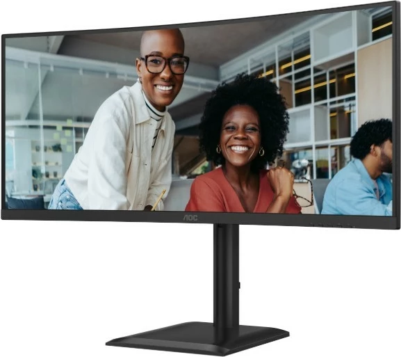 Monitor i lakuar AOC CU34E4CV 34'' WQHD 3440x1440 120Hz VA HDR10 USB-C 90W KVM HDMIx2 DP RJ45 Altoparlantë, i zi