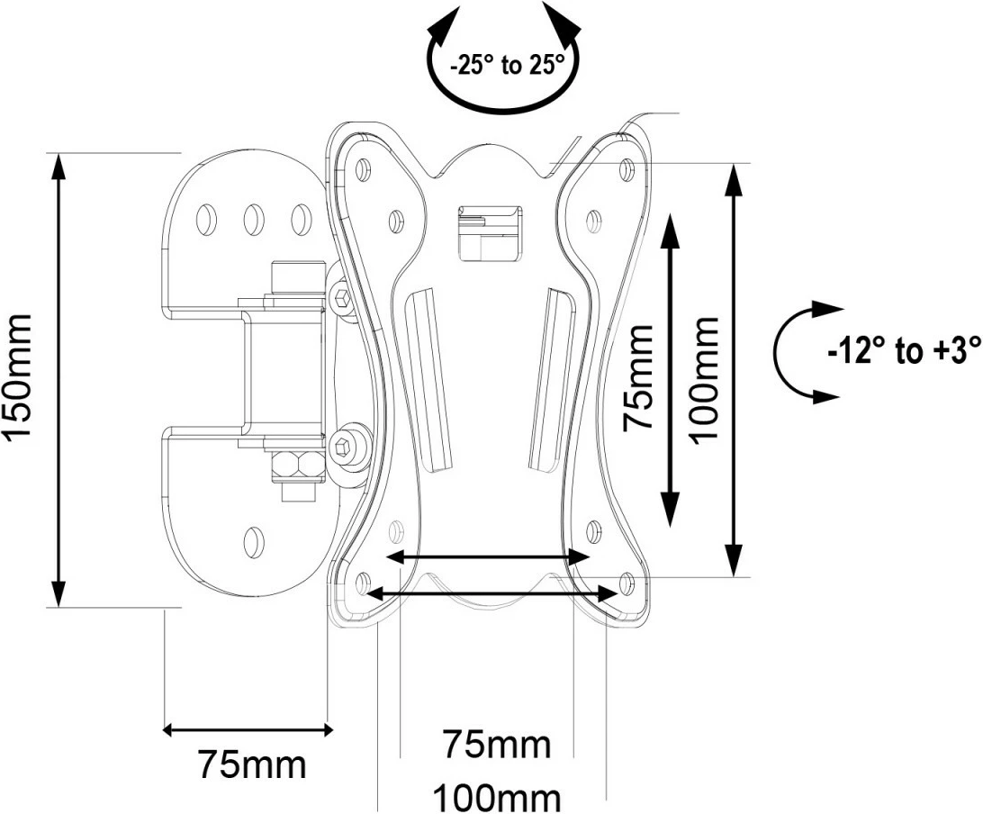 Mbajtës muri për TV/monitor Maclean MC-415 13-32 inç 30 kg VESA 75x75/100x100, i zi