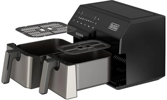 Furrë me ajër të nxehtë BLACK+DECKER BXAF9000E, 2500 W, Double, Touch, e zezë/inoks