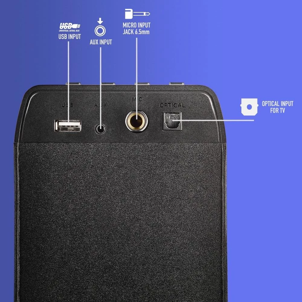 Altoparlant kullë NGS Sky Charm Pro, 50W, Bluetooth, USB, Radio FM, AUX, i zi