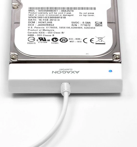 Kasë e jashtme AXAGON ADSA-1S për SSD/HDD 2.5", USB 2.0, e bardhë