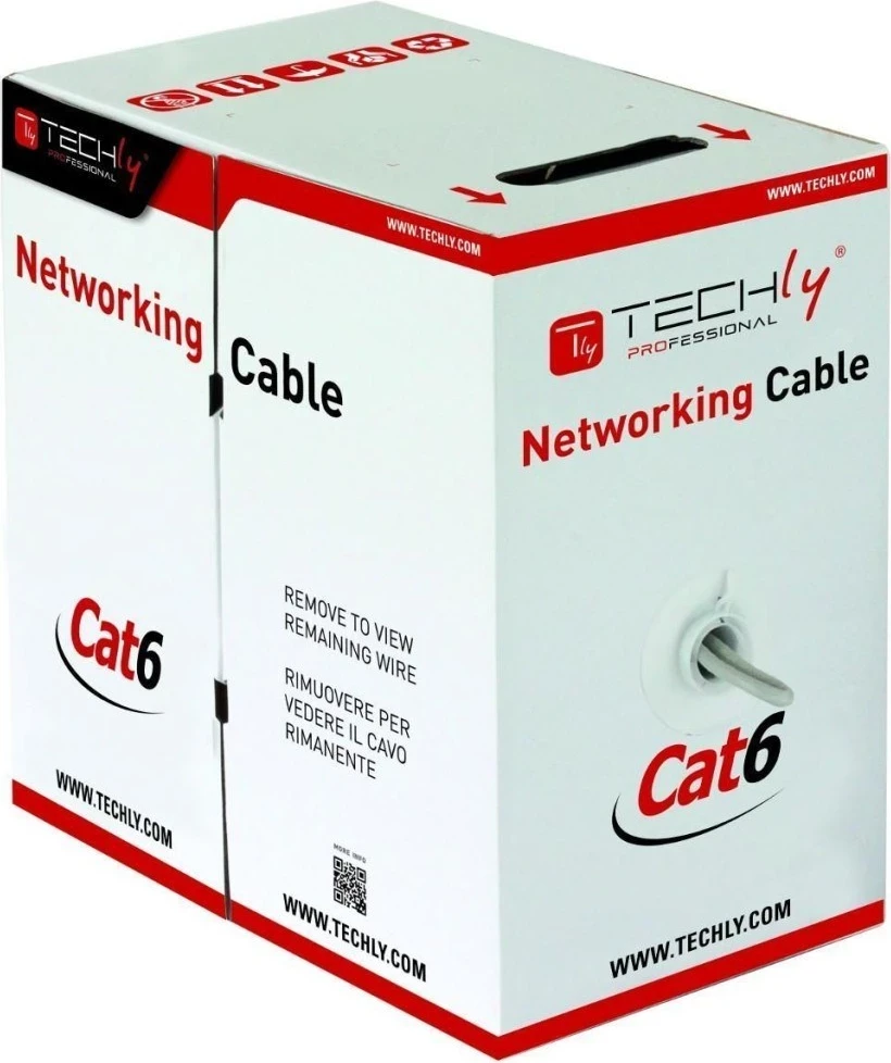 Kabllo rrjeti Techly Cat6 U/UTP (UTP), Gri, 305m