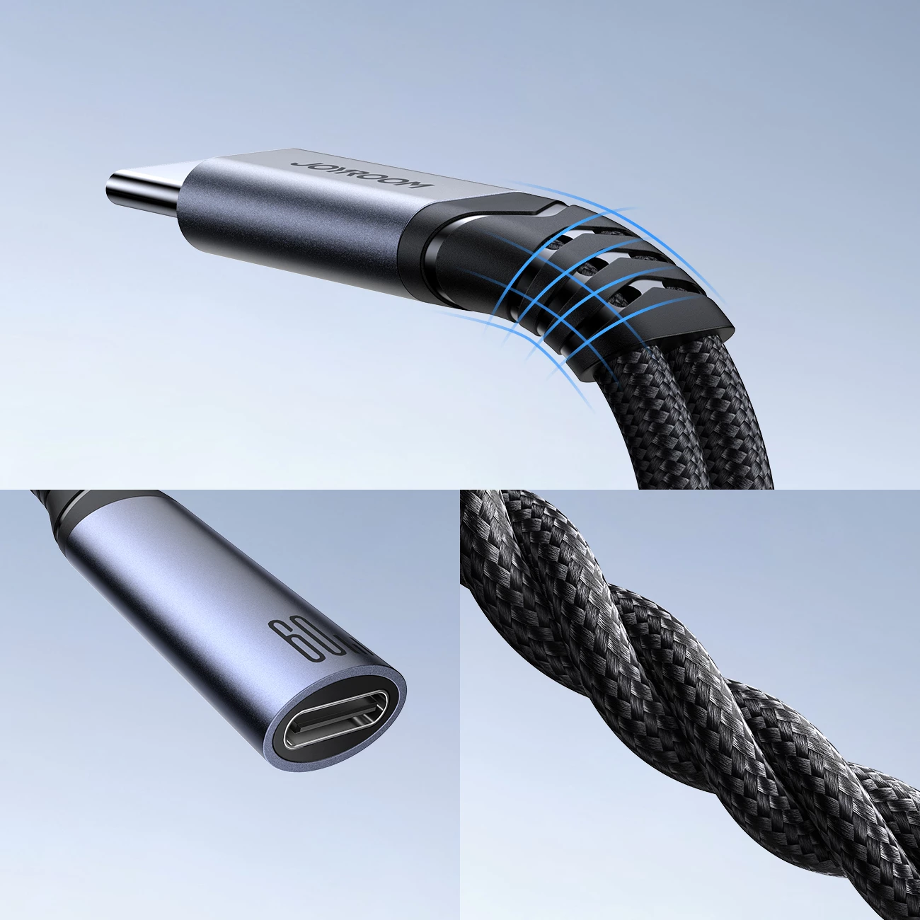 Adapter 2-në-1 Joyroom SY-C02, USB-C në USB-C/3.5mm mini jack, i zi