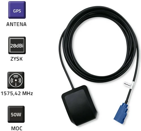 Antenë GPS Qoltec 57038, 28dBi, e jashtme, e zezë