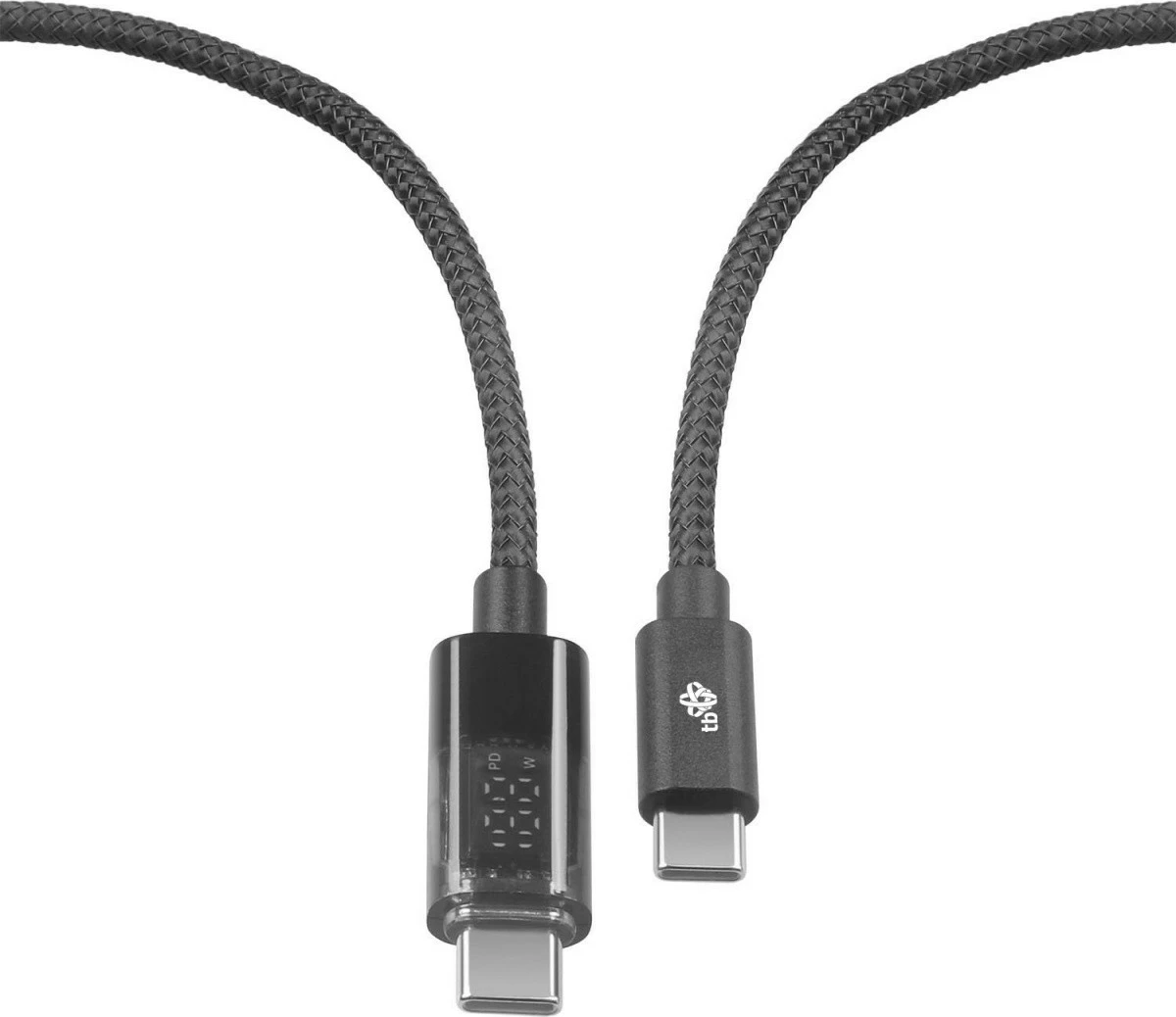 Kabllo USB C në USB C TB, 1m, me tregues LED, 100W, e zezë