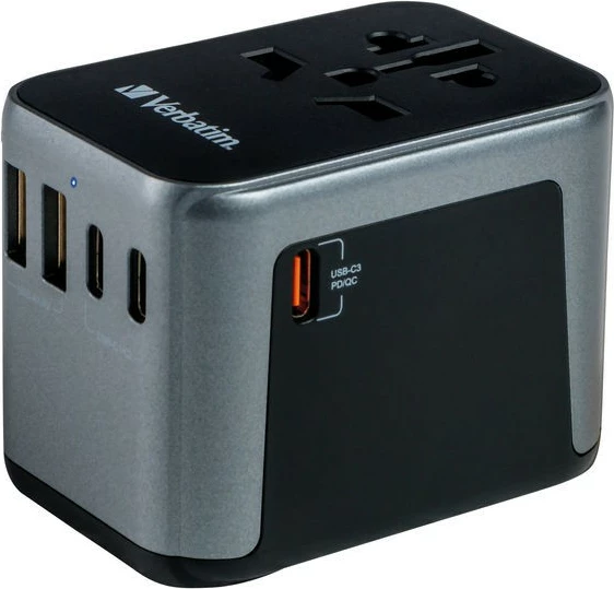 Adapter udhëtimi Verbatim UTA-03, 30W PD, 3x USB-C, 2x USB-A, i zi/gri