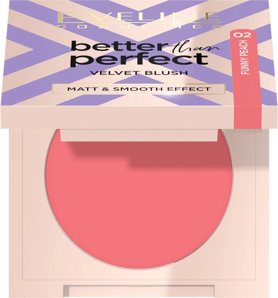 Blush i shtypur për femra Eveline Cosmetics Better Than Perfect Velvet Blush 02 Funny Peach, 2.3g