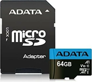 Kartelë memorie microSD Adata Premier 64GB me adapter SD, e zezë