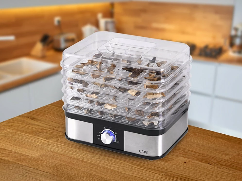 Tharëse ushqimi, Lafe, LAFPAR47689, 250 W, 5 tabaka, mbrojtje nga mbinxehja, e zezë/çelik