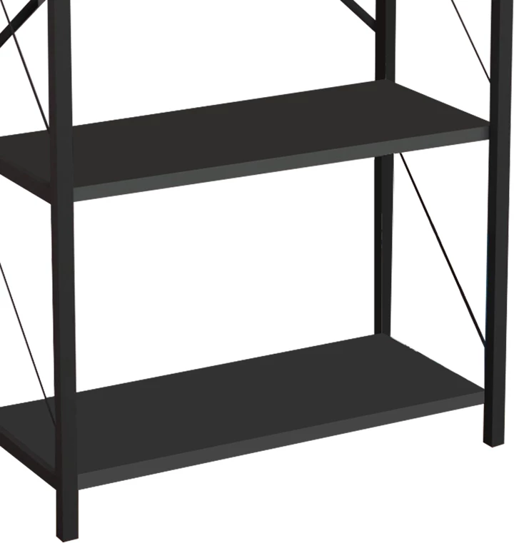 Raft librash Jackrey, melaminë anthracite-metal i zi, 60x30x114cm