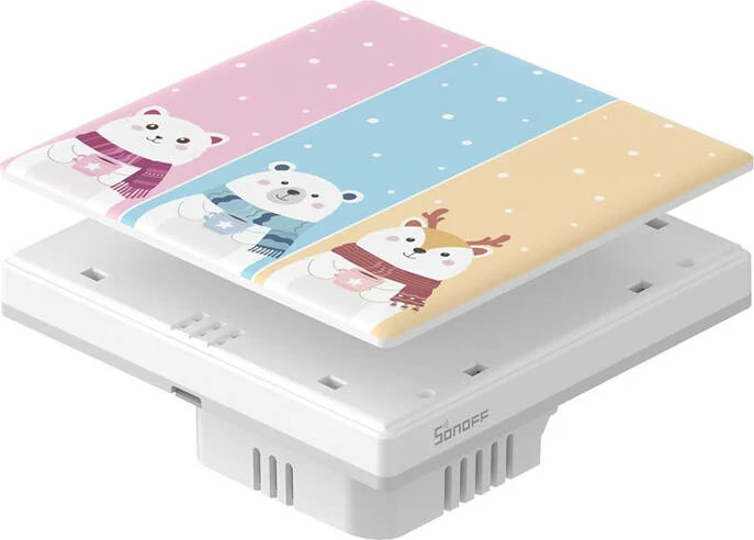 Kapak dekorativ Sonoff T5-3C-86-cartoon për çelës me prekje, plastikë, shumëngjyrësh