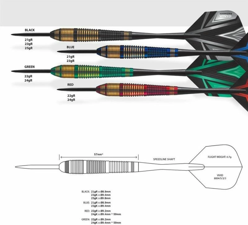Shigjeta për Dart Harrows Vivid, për meshkuj dhe femra