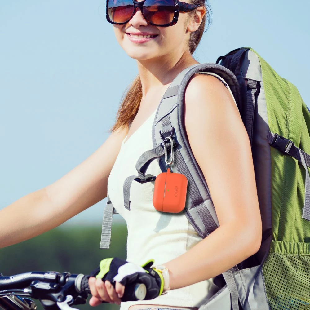 Mbështjellës Tech-Protect për AirPods Pro/Pro 2, silikon, me karabiner, rozë