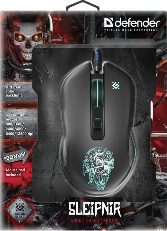 Maus gaming Defender SLEIPNIR GM-927, me tela, 12800 dpi, i zi, me mauspad