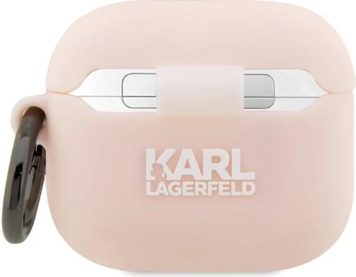 Mbështjellës Karl Lagerfeld për AirPods 3, Silicone Choupette Head 3D, Rozë