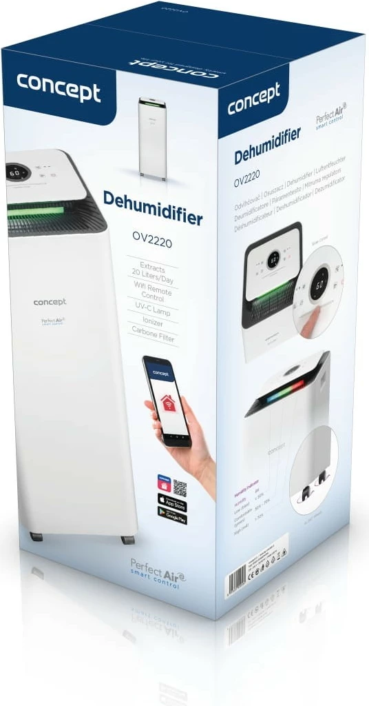 Dehumidifikues dhe pastrues ajri Concept OV2220, 3.5L, i bardhë