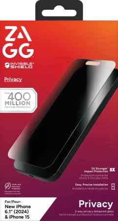 Mbrojtës ekrani Zagg InvisibleShield Glass Elite Privacy për iPhone 15/16