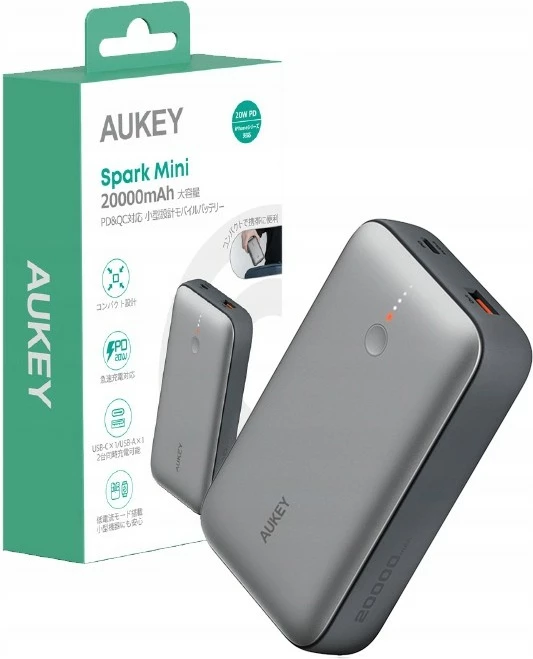 Power bank AUKEY PB-Y57 Spark Mini, 20000mAh, 22.5W, 2xUSB, Gri