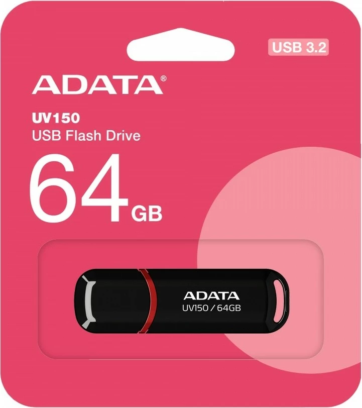 Pendrive Adata UV150, 64GB, USB 3.2, e zezë